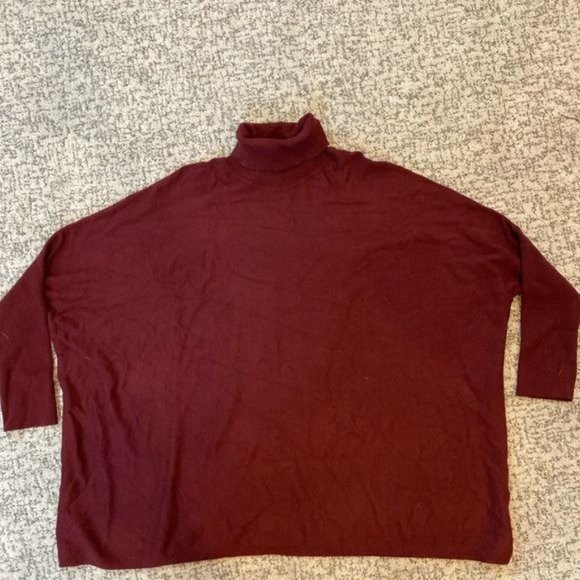 Joseph A Easy Boxy Fit Solid Print Turtleneck Ribbed Knit Poncho Tunic NWT - Picture 8 of 11